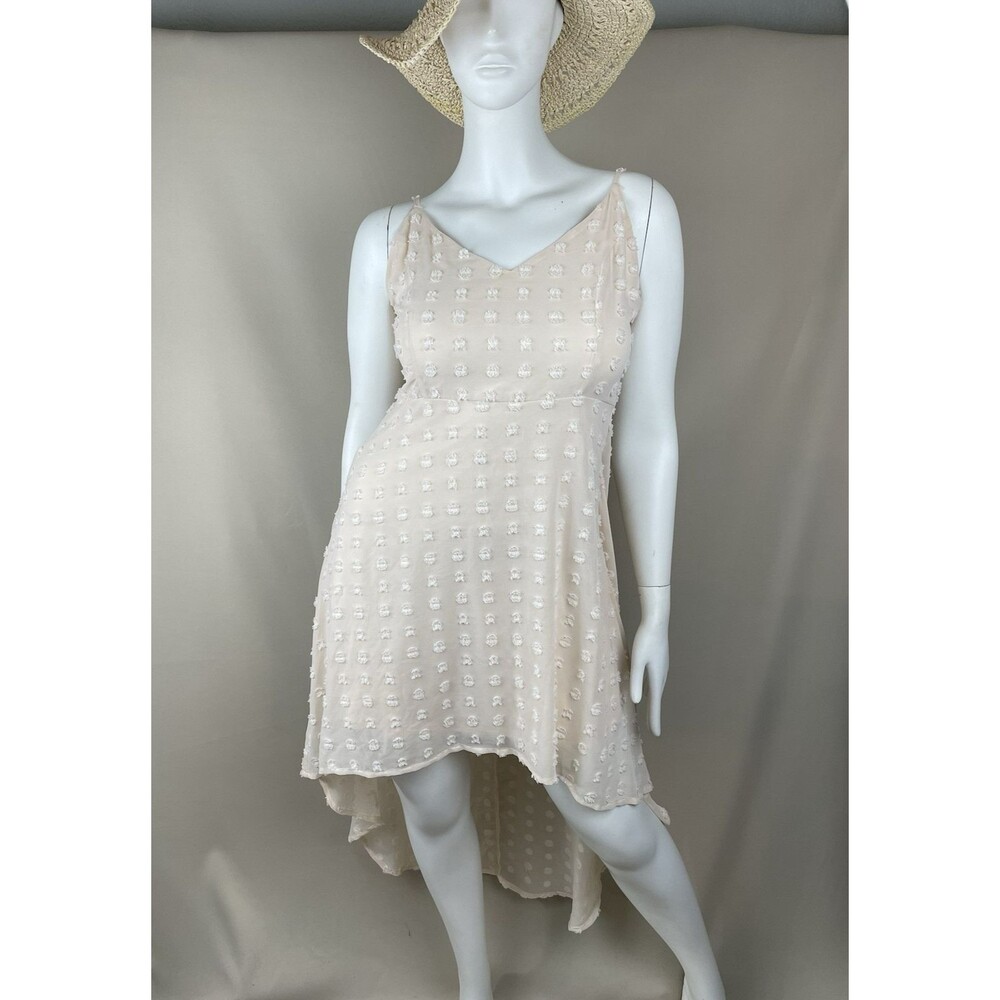 Charlotte Russe High Low Dress Women's XL Orange Sherbet Swiss Dot Sheer Lined